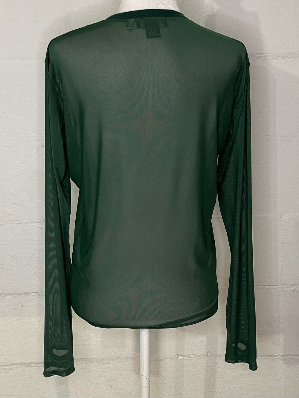 Sheer Long-Sleeve Tee in Forest Green - Picture 3 of 4